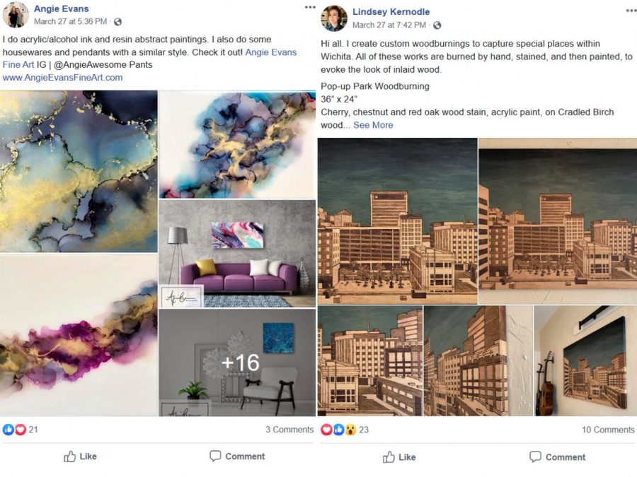 Artists Angie Evans and Lindsey Kernodle posted photos of their artwork during the Virtual Final Friday event on March 27.
